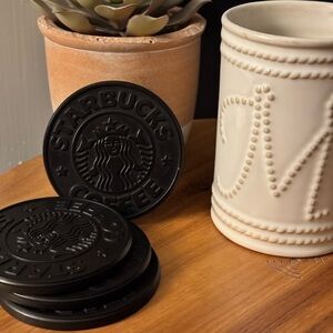 Starbucks Coffee Coaster 1988 Umbra Siren Logo Black Rubber Vintage (Set of 4)